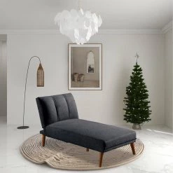 Black Modern Linen Chaise Lounge Chair by ATHMILE -ATHMILE Sales Store black athmile chaise lounges cchs00f8514 31 1000