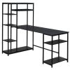 63 in. W L-Shape Black Color MDF Desktop Solid Steel Frame Computer Desk with Multiple Bookshelf and Storage Space by ATHMILE
