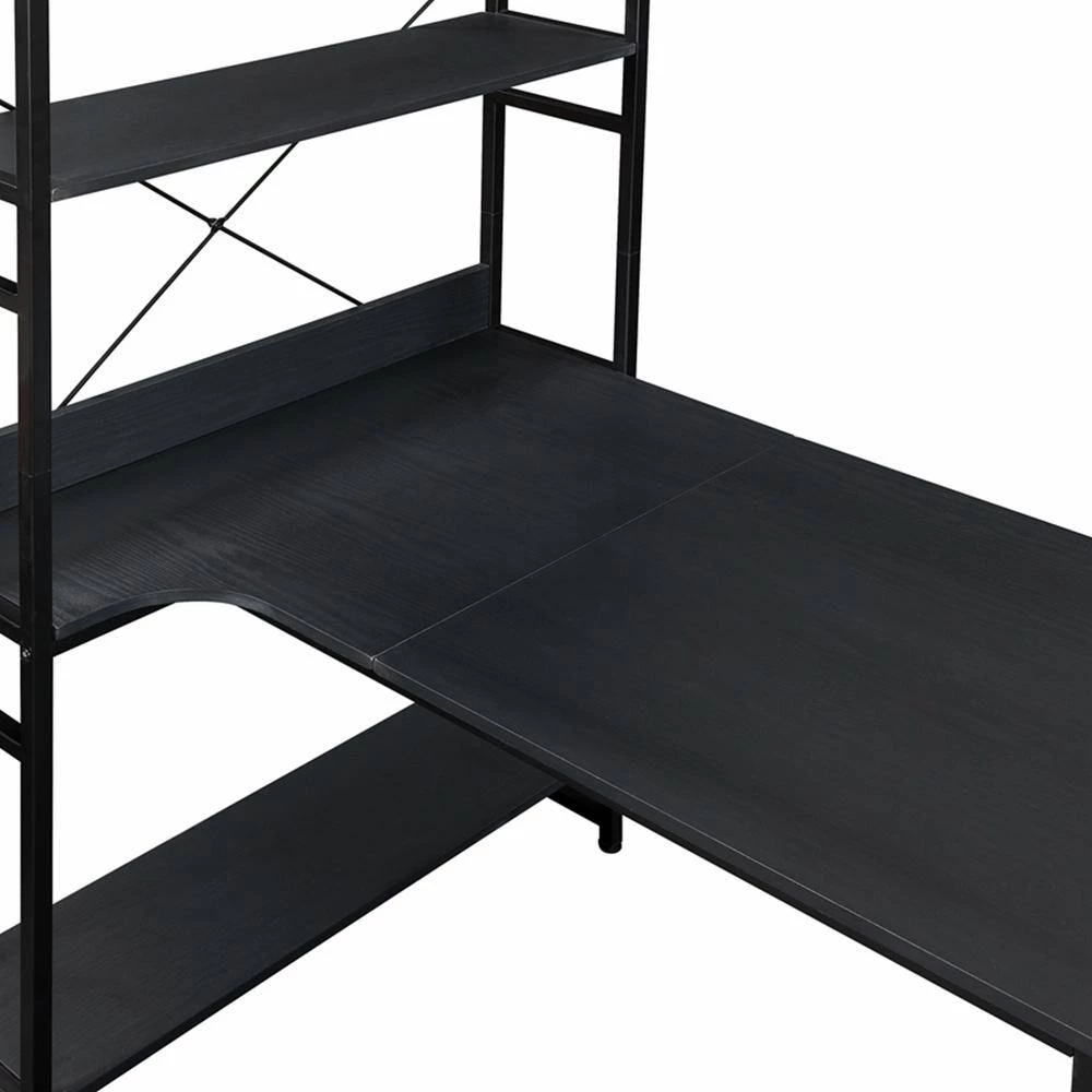 Black Color 54.3 in. Home Office Steel Frame Computer Desk MDF Board with 5-Tier Open Bookshelf by ATHMILE 5 Black Color 54.3 in. Home Office Steel Frame Computer Desk MDF Board with 5-Tier Open Bookshelf by ATHMILE - Image 5