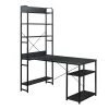 Black Color 54.3 in. Home Office Steel Frame Computer Desk MDF Board with 5-Tier Open Bookshelf by ATHMILE
