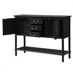 45 in. Black Standard Rectangle Wood Console Table with 3 Drawers, 2 Cabinets and 1 Shelf by ATHMILE 12 45 in. Black Standard Rectangle Wood Console Table with 3 Drawers, 2 Cabinets and 1 Shelf by ATHMILE -ATHMILE Sales Store black athmile console tables ccwf280256aab 4f 1000