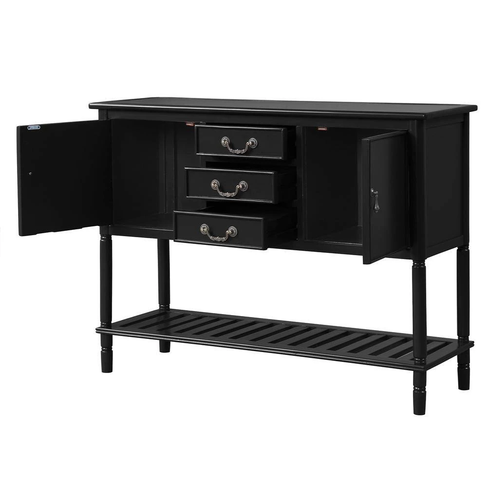 45 in. Black Standard Rectangle Wood Console Table with 3 Drawers, 2 Cabinets and 1 Shelf by ATHMILE 5 45 in. Black Standard Rectangle Wood Console Table with 3 Drawers, 2 Cabinets and 1 Shelf by ATHMILE - Image 5