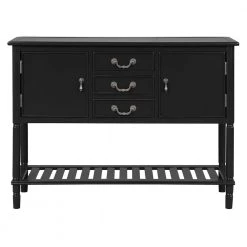 45 in. Black Standard Rectangle Wood Console Table with 3 Drawers, 2 Cabinets and 1 Shelf by ATHMILE