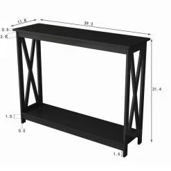 40 in. Black Standard Rectangle Wood Console Table by ATHMILE -ATHMILE Sales Store black athmile console tables dsw75732160 1f 1000
