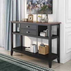 47.9 in. Black Standard Rectangle Wood Console Table by ATHMILE -ATHMILE Sales Store black athmile console tables dswf284179aap 31 1000