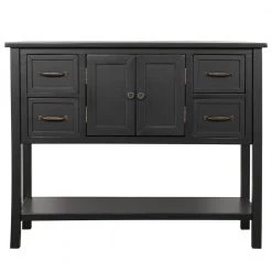 15.7 in. Black Standard Rectangle Wood Console Table by ATHMILE