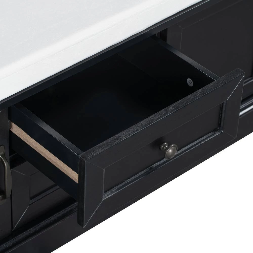 42.50 in. Black Standard Rectangle Wood Console Table by ATHMILE 6 42.50 in. Black Standard Rectangle Wood Console Table by ATHMILE - Image 6