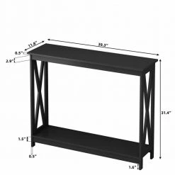 39.3 in. Black Rectangle Wood Console Table by ATHMILE -ATHMILE Sales Store black athmile console tables gz b2w20220457 c3 1000