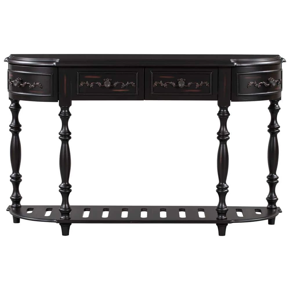 52 in. W Black Standard Rectangle Wood Console Table by ATHMILE 1 52 in. W Black Standard Rectangle Wood Console Table by ATHMILE