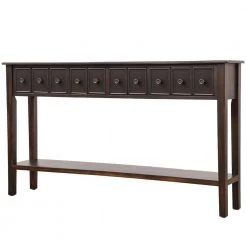 60.03 in. W Black Standard Rectangle Wood Console Table by ATHMILE