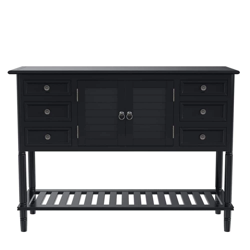 45.28 in. Black Standard Rectangle Wood Console Table by ATHMILE 1 45.28 in. Black Standard Rectangle Wood Console Table by ATHMILE
