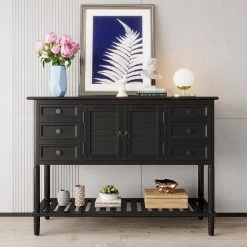 45.28 in. Black Standard Rectangle Wood Console Table by ATHMILE 15 45.28 in. Black Standard Rectangle Wood Console Table by ATHMILE -ATHMILE Sales Store black athmile console tables gzx b2w20221335 c3 1000