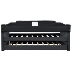 ATHMILE Sales Store 19 Black Twin Upholstered Daybed with Trundle by ATHMILE