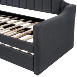 Black Twin Upholstered Daybed with Trundle by ATHMILE 16 Black Twin Upholstered Daybed with Trundle by ATHMILE -ATHMILE Sales Store black athmile daybeds gz b2w20221990 76 1000