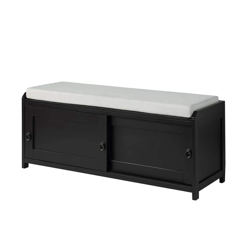 Black Storage Bench 19.3 in. H x 46.8 in. W x 15.3 in. D by ATHMILE 5 Black Storage Bench 19.3 in. H x 46.8 in. W x 15.3 in. D by ATHMILE - Image 5