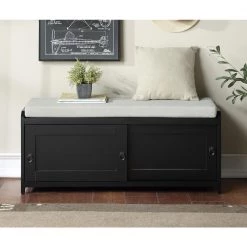 Black Storage Bench 19.3 in. H x 46.8 in. W x 15.3 in. D by ATHMILE 17 Black Storage Bench 19.3 in. H x 46.8 in. W x 15.3 in. D by ATHMILE -ATHMILE Sales Store black athmile dining benches gz b2w20221099 31 1000