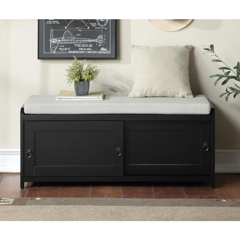 Black Storage Bench 19.3 in. H x 46.8 in. W x 15.3 in. D by ATHMILE 9 Black Storage Bench 19.3 in. H x 46.8 in. W x 15.3 in. D by ATHMILE - Image 9
