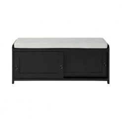 Black Storage Bench 19.3 in. H x 46.8 in. W x 15.3 in. D by ATHMILE