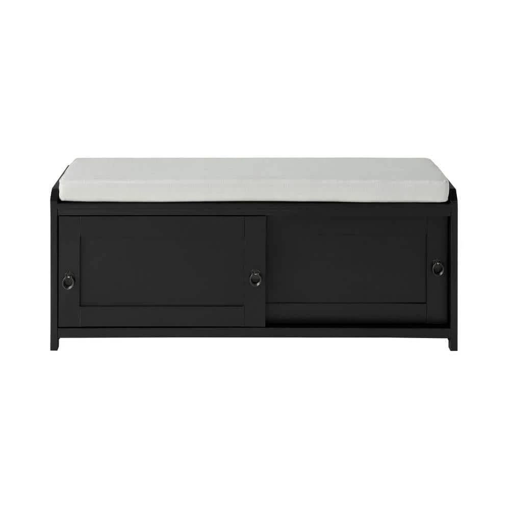 Black Storage Bench 19.3 in. H x 46.8 in. W x 15.3 in. D by ATHMILE 1 Black Storage Bench 19.3 in. H x 46.8 in. W x 15.3 in. D by ATHMILE