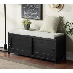Black Storage Bench 19.3 in. H x 46.8 in. W x 15.3 in. D by ATHMILE 15 Black Storage Bench 19.3 in. H x 46.8 in. W x 15.3 in. D by ATHMILE -ATHMILE Sales Store black athmile dining benches gz b2w20221099 fa 1000