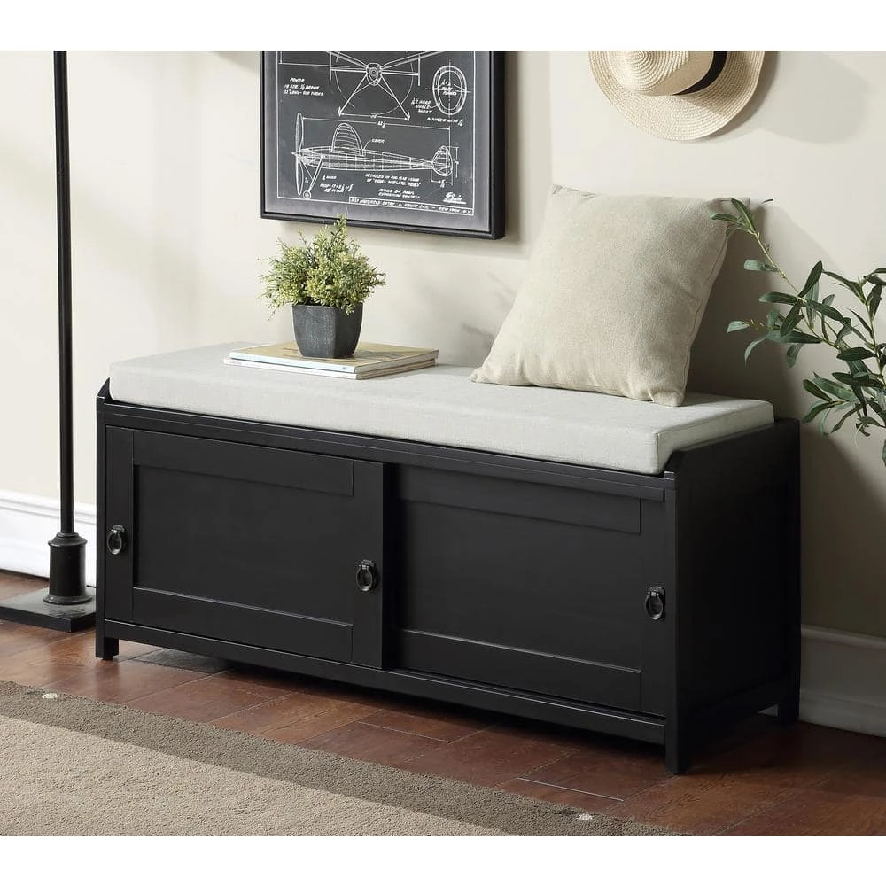 Black Storage Bench 19.3 in. H x 46.8 in. W x 15.3 in. D by ATHMILE 7 Black Storage Bench 19.3 in. H x 46.8 in. W x 15.3 in. D by ATHMILE - Image 7