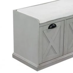 Gray Wash Storage Bench 43 in. L x 15.7 in. W x 20 in. H by ATHMILE -ATHMILE Sales Store black athmile dining benches gz b2w20221206 44 1000