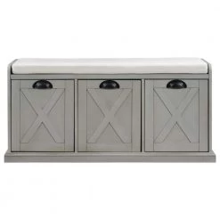 Gray Wash Storage Bench 43 in. L x 15.7 in. W x 20 in. H by ATHMILE