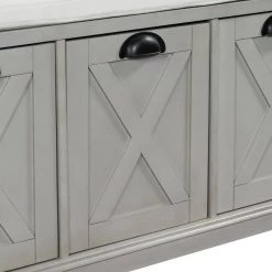 Gray Wash Storage Bench 43 in. L x 15.7 in. W x 20 in. H by ATHMILE -ATHMILE Sales Store black athmile dining benches gz b2w20221206 fa 1000