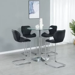 Black PU Dining Chairs (Set of 4) by ATHMILE 13 Black PU Dining Chairs (Set of 4) by ATHMILE -ATHMILE Sales Store black athmile dining chairs ddw21037599 31 1000