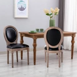 Black PU Dining Chairs (Set of 2) by ATHMILE -ATHMILE Sales Store black athmile dining chairs ddw21238820 31 1000
