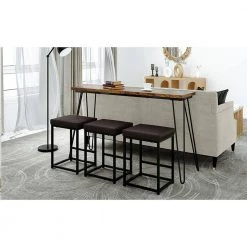 4-Piece Wood Top Rustic Brown Counter Height Table Set by ATHMILE 13 4-Piece Wood Top Rustic Brown Counter Height Table Set by ATHMILE -ATHMILE Sales Store black athmile dining room sets ccwf283404aad 31 1000