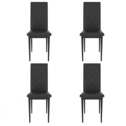 5-Piece Black Glass Top Table Set (Seats-4) by ATHMILE