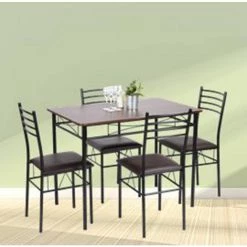 5-Piece Walnut Wood Top Table Set (Seats-4) by ATHMILE 15 5-Piece Walnut Wood Top Table Set (Seats-4) by ATHMILE -ATHMILE Sales Store black athmile dining room sets ddw9030375 31 1000