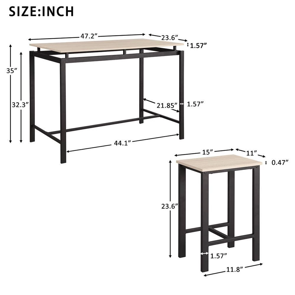 5-Piece Beige Wood Top Table Set (Seats 4) by ATHMILE 5 5-Piece Beige Wood Top Table Set (Seats 4) by ATHMILE - Image 5