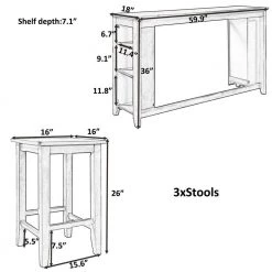 4-Piece Gray Wood Top Table Set (Seats 3) by ATHMILE 10 4-Piece Gray Wood Top Table Set (Seats 3) by ATHMILE -ATHMILE Sales Store black athmile dining room sets ddwf282079aae 4f 1000