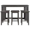4-Piece Gray Wood Top Table Set (Seats 3) by ATHMILE