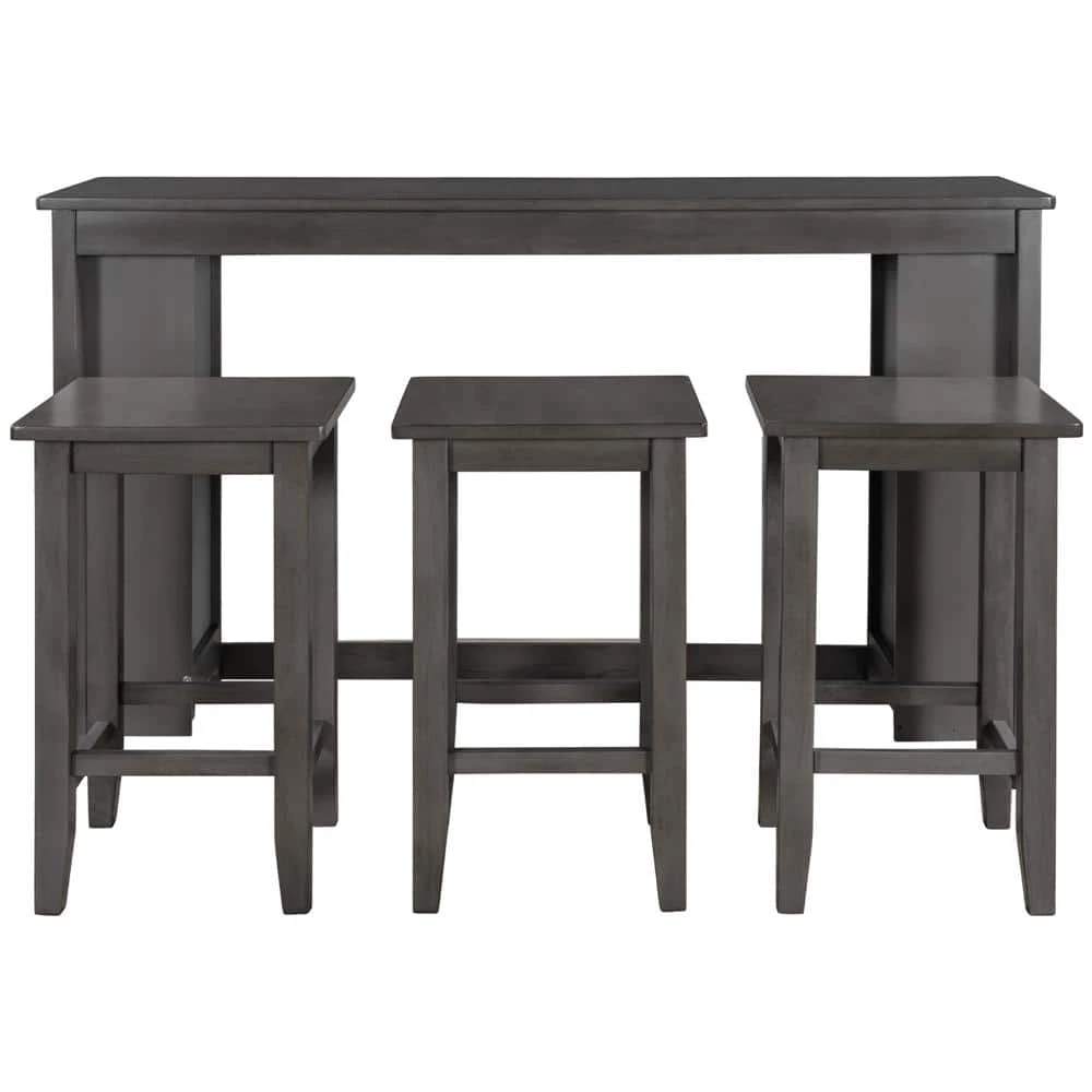 4-Piece Gray Wood Top Table Set (Seats 3) by ATHMILE 1 4-Piece Gray Wood Top Table Set (Seats 3) by ATHMILE