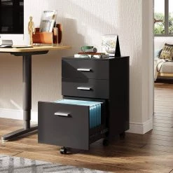 Black Wood File Cabinet with 3-Drawers by ATHMILE -ATHMILE Sales Store black athmile file cabinets gz b2w20221413 31 1000