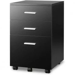 Black Wood File Cabinet with 3-Drawers by ATHMILE