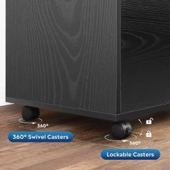 Black 3-Drawer Wood File Cabinet with Open Storage Shelves by ATHMILE -ATHMILE Sales Store black athmile file cabinets gz b2w20221415 1f 1000