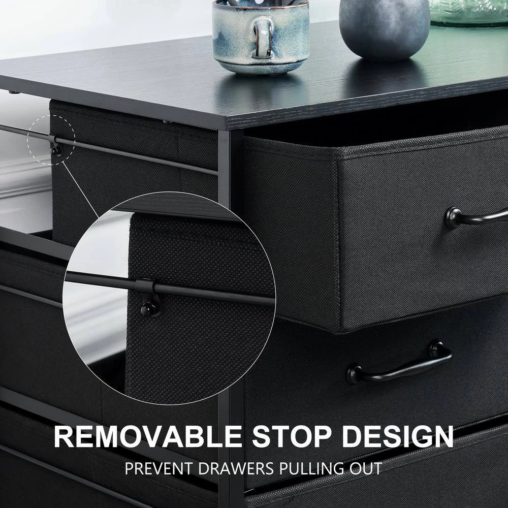 Black 3-Drawer Wood File Cabinet with Open Storage Shelves by ATHMILE 10 Black 3-Drawer Wood File Cabinet with Open Storage Shelves by ATHMILE - Image 10