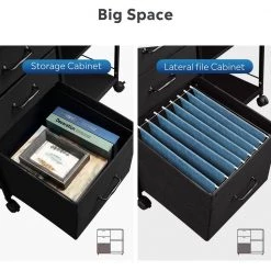 Black 3-Drawer Wood File Cabinet with Open Storage Shelves by ATHMILE 19 Black 3-Drawer Wood File Cabinet with Open Storage Shelves by ATHMILE -ATHMILE Sales Store black athmile file cabinets gz b2w20221416 fa 1000