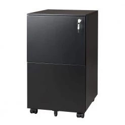 Black 2-Drawer Mobile File Cabinet with Lock by ATHMILE