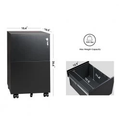 Black 2-Drawer Mobile File Cabinet with Lock by ATHMILE -ATHMILE Sales Store black athmile file cabinets gz b2w20221417 c3 1000