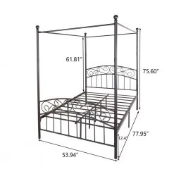 54 in. W Black Non-upholstered Wood Frame Full Four Poster Bed by ATHMILE -ATHMILE Sales Store black athmile four poster beds ddw84034155 c3 1000