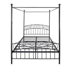59.84 in. W Black Non-upholstered Wood Frame Queen Four Poster Bed by ATHMILE