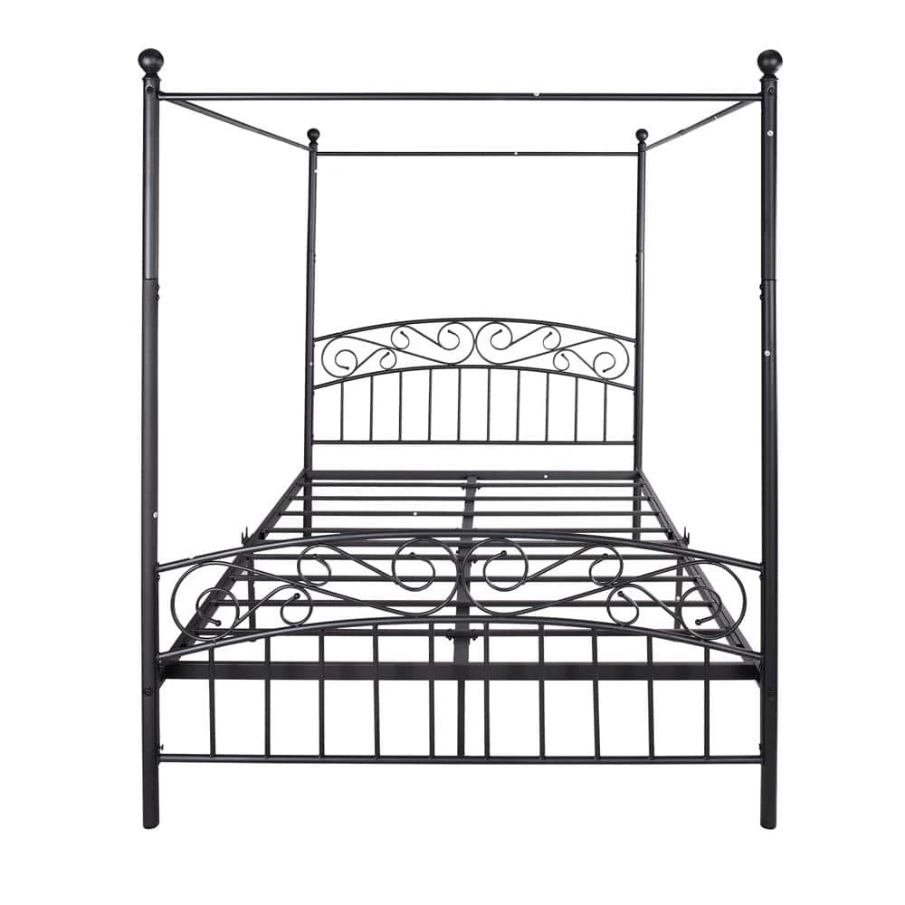 59.84 in. W Black Non-upholstered Wood Frame Queen Four Poster Bed by ATHMILE 1 59.84 in. W Black Non-upholstered Wood Frame Queen Four Poster Bed by ATHMILE
