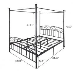59.84 in. W Black Non-upholstered Wood Frame Queen Four Poster Bed by ATHMILE 9 59.84 in. W Black Non-upholstered Wood Frame Queen Four Poster Bed by ATHMILE -ATHMILE Sales Store black athmile four poster beds ddw84034157 c3 1000