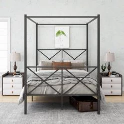 55 in. W Black Non-upholstered Wood Frame Full Four Poster Bed by ATHMILE 13 55 in. W Black Non-upholstered Wood Frame Full Four Poster Bed by ATHMILE -ATHMILE Sales Store black athmile four poster beds ddw84041891 31 1000