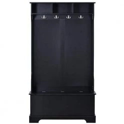 Black Hall Tree with 4-Hooks and Hinged Lid by ATHMILE
